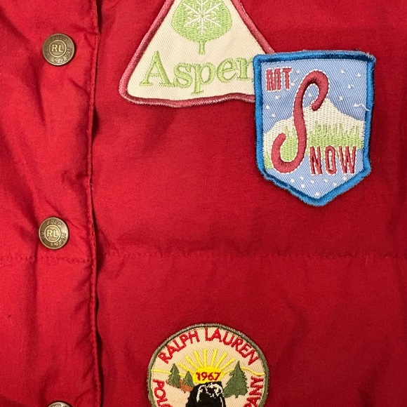 Ralph Lauren Vintage Women’s Red Vest with Colorful Ski Patches - Picture 3 of 6